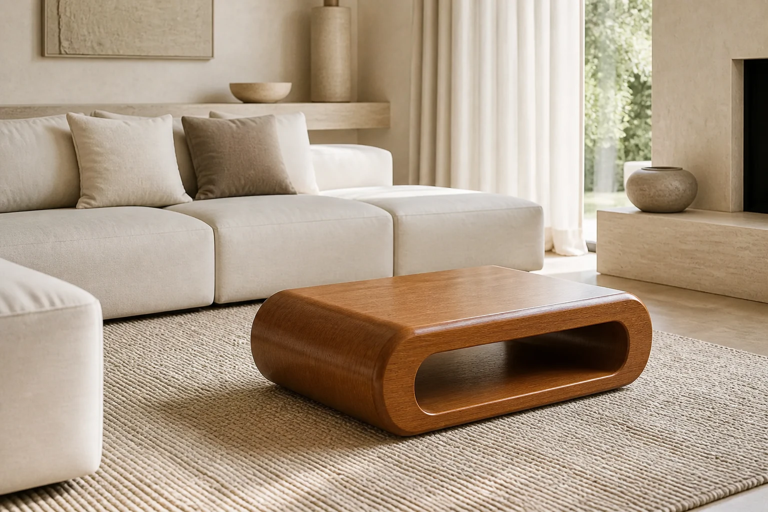 Flow Coffee Table shown in refined residential lounge