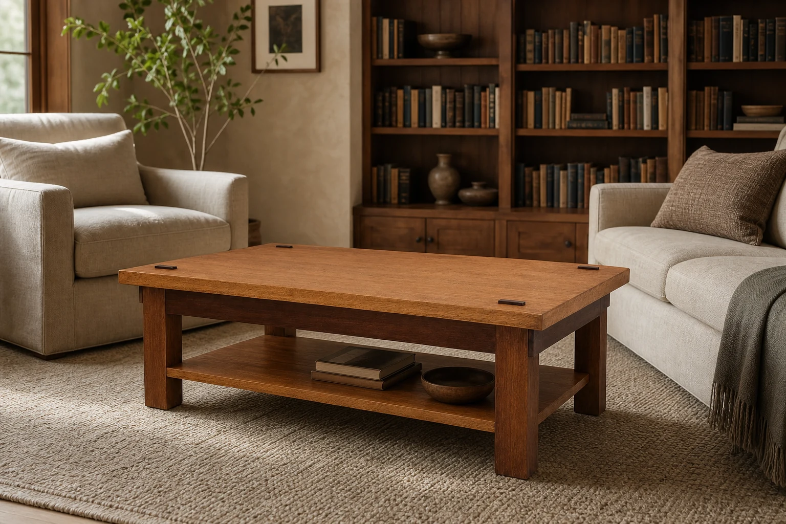 Heritage Joint Table shown in warm residential library